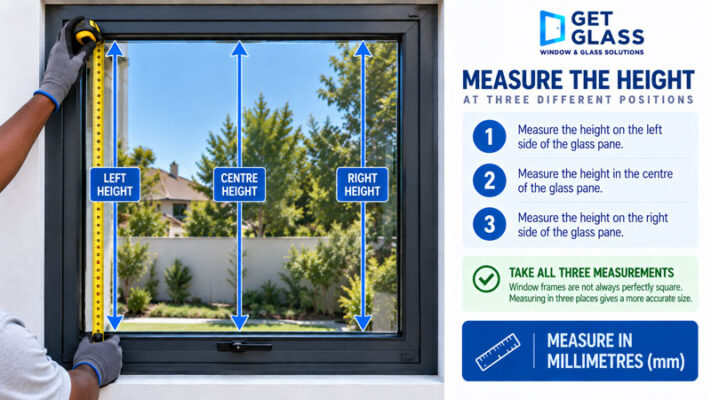 Taking vertical heights of a window for glass replacement Get Glass
