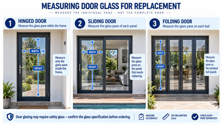 Infographic about measuring doors for glass replacement Get Glass